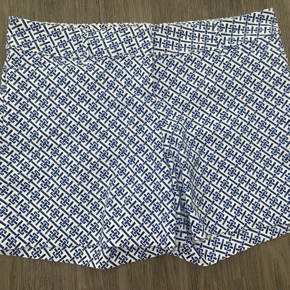 Women's The Limited Tailored Shorts, Royal Tiles Pattern (Blue), Size 8